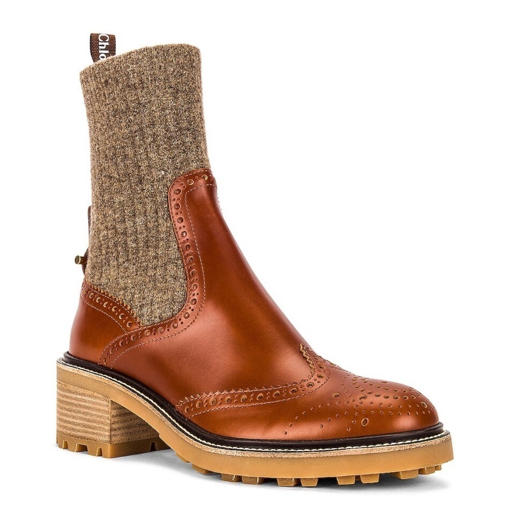 NWT Chloe Franne Ankle Boots in Classic Tobacco - size 36 - Picture 2 of 5